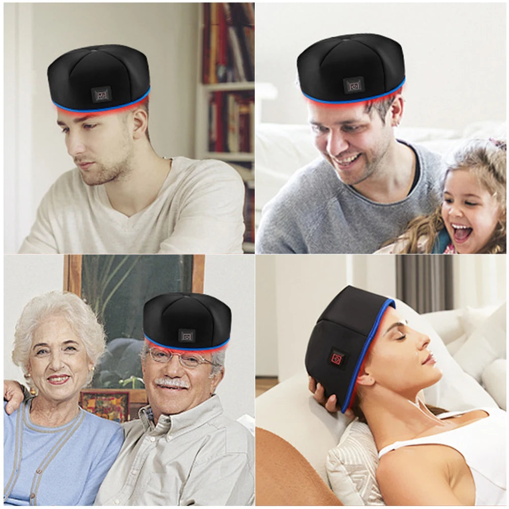 Red Light Hair Growth Cap Hair Growth Helmet Rechargeable Hair Growth Hat Hair Regrowth Beanie for Men Women
