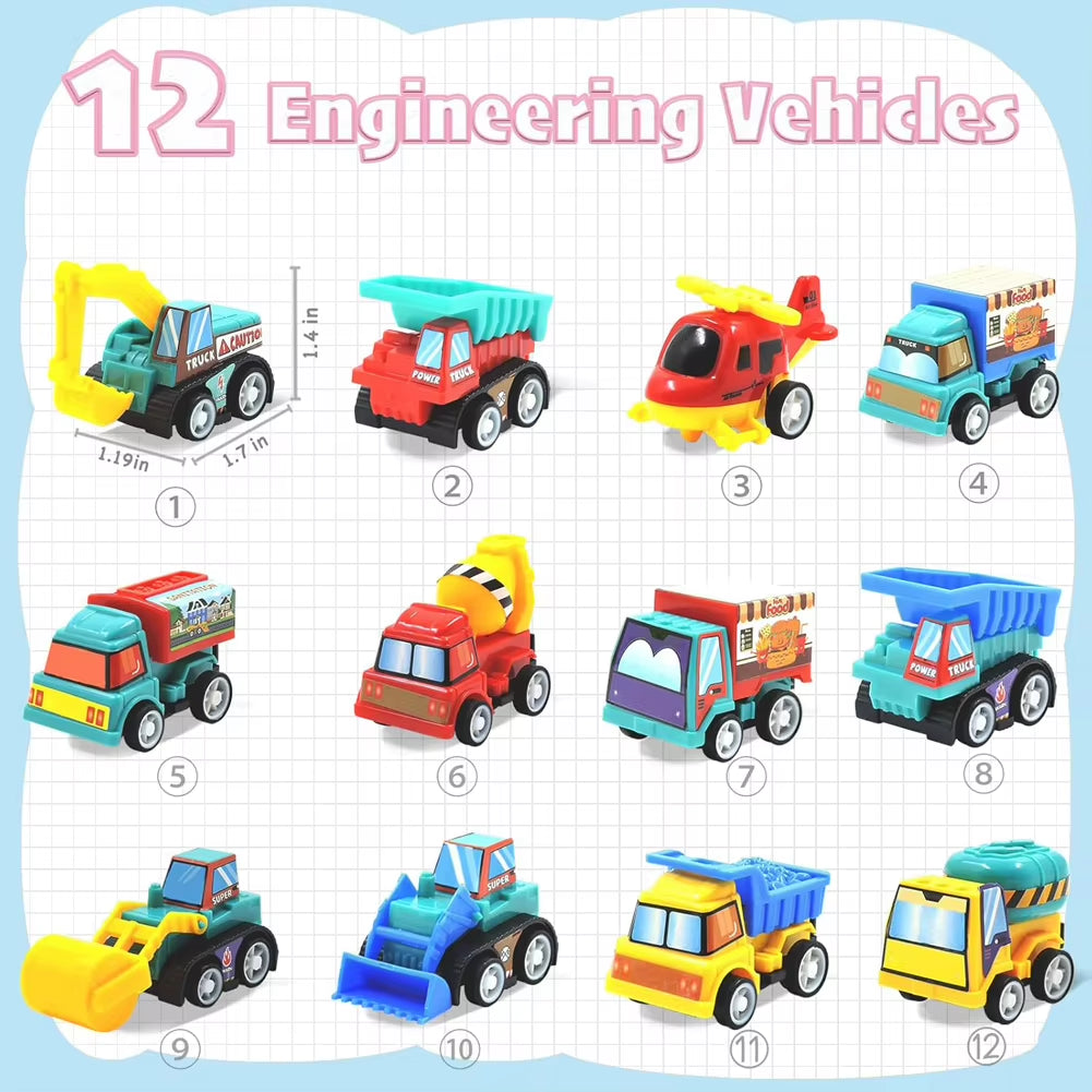 12/20 Pack Easter Basket Stuffers with Pull Back Cars Surprise Easter Eggs for Easter Egg Hunt Game Classroom Prize