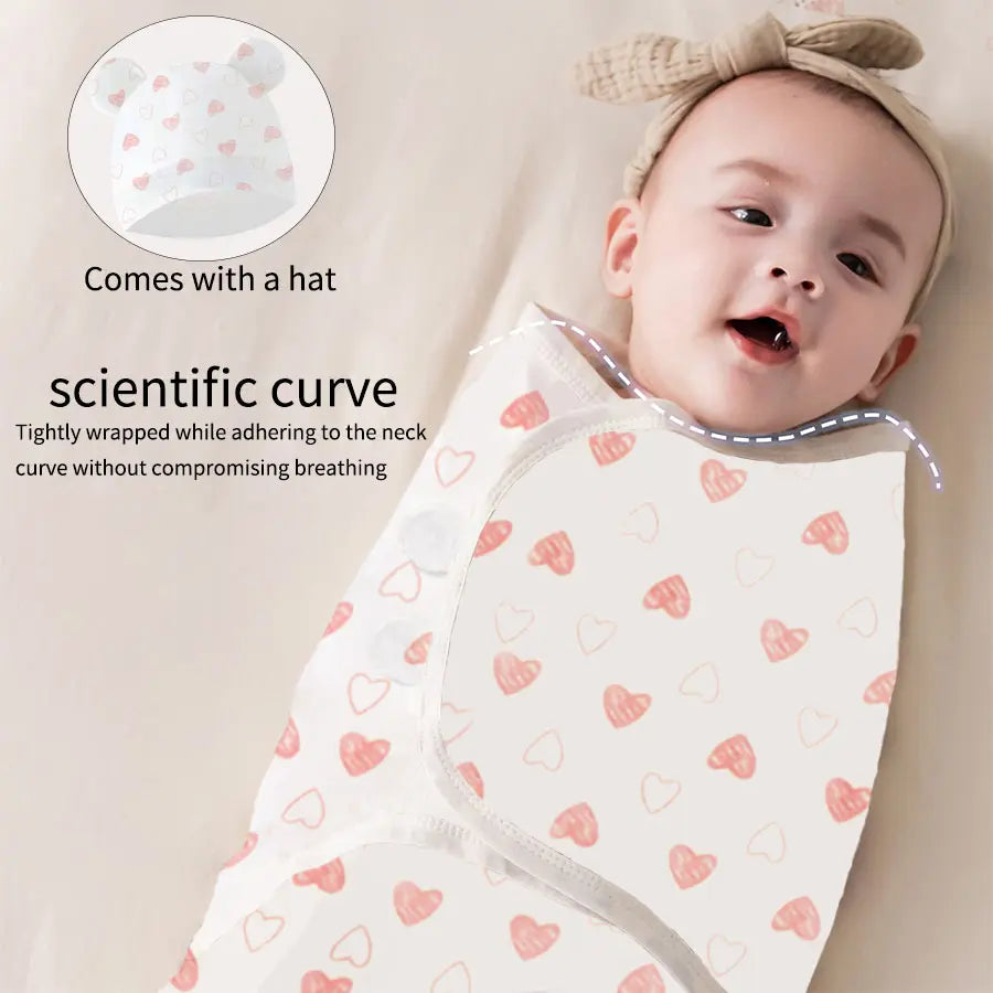 Baby Blanket Set With Hat Swaddle For Newborn 0 To 6 Months Multipurpose Bedding