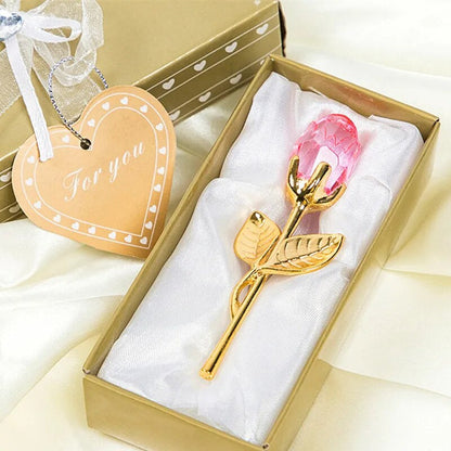 Valentines Day Gift Crystal Glass Rose Artificial Flower Silver Gold Rod Rose Flower for Girlfriend Wedding Gifts for Guest Shop1104358055 Store