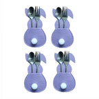 4Pcs Easter Rabbit Knife and Fork Bag with Tail Rabbit Cutlery Holder Bag Happy Easter Day Party Supplies 2023 Cutlery Cover