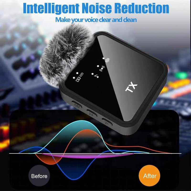 Wireless Lavalier Lapel Microphone, Professional Noise Reduction Recording Clip Mic for Creator Interview, Portable Microphone for Iphone & Type C Devices