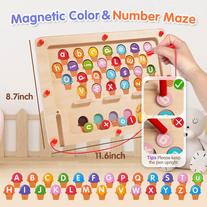 Alphabet Wooden Color Matching Counting Puzzle for Toddlers Educational Fine Motor Skills Toy