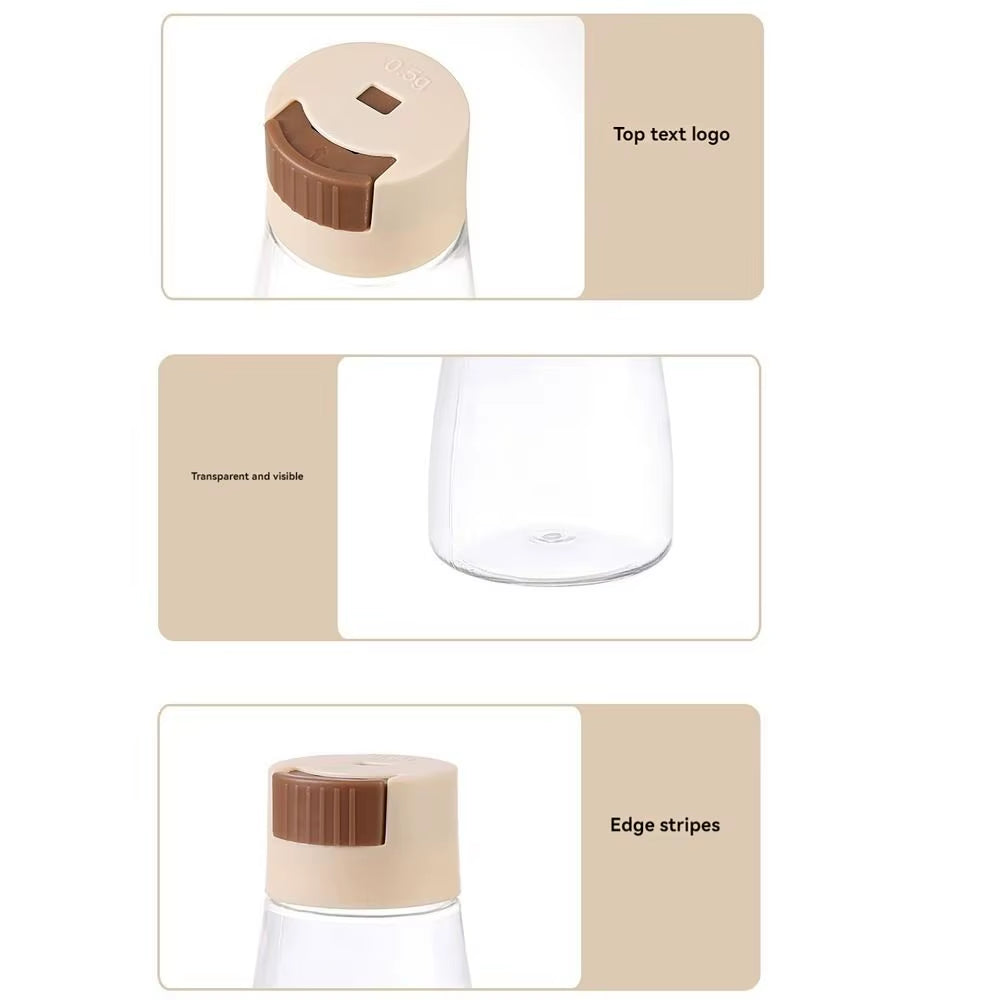 0.5G Quantitative Seasoning Container Dustproof Press Type Seasoning Jar Seasoner Storage Salt Dispenser for Home Kitchen
