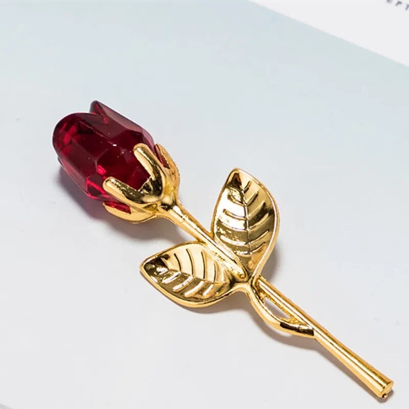 Valentines Day Gift Crystal Glass Rose Artificial Flower Silver Gold Rod Rose Flower for Girlfriend Wedding Gifts for Guest Shop1104358055 Store