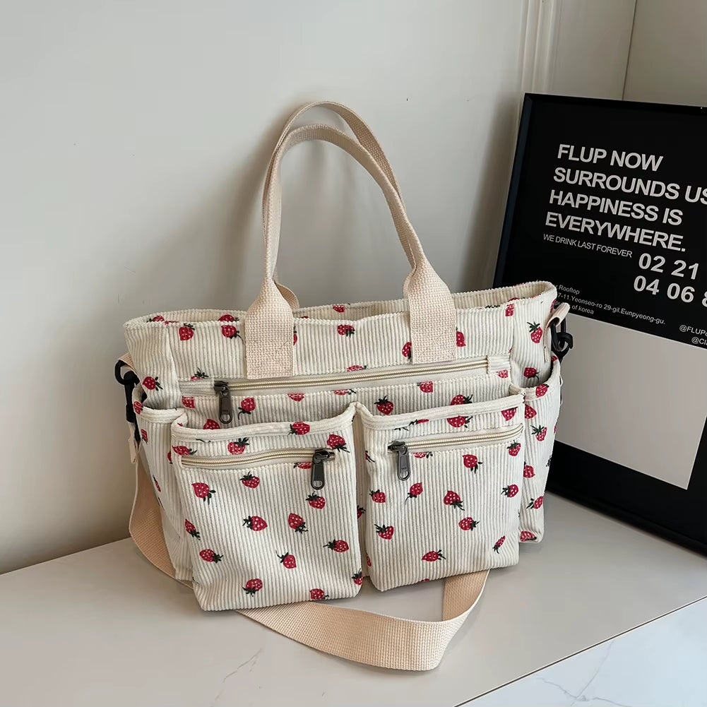 Women Strawberry Shoulder Bag Trendy Commuting Bag Zipper Closure Stylish Crossbody Bag Simple Messenger Bag Outdoor Travel Bag