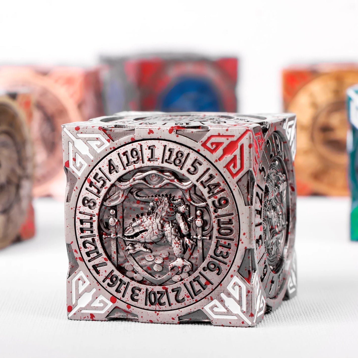 Six-Sided Gyro Dice，Dnd Metal Dice,Six Metal Dice ，Fantasy Gyro Dice，Dragon Polyhedral Dice