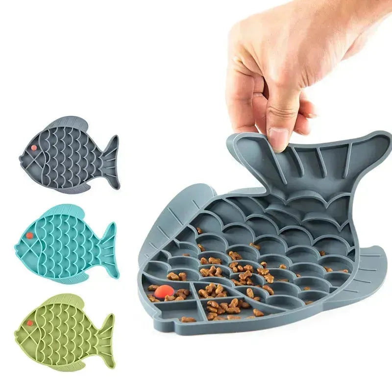 Fish Shape Silicone Lick Mat - Slow Feeding Food Bowl for Pets CDDMPET Official Store
