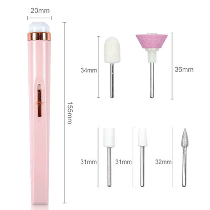 Rechargeable Electric Nail Grinder Nail Polishing Machine Portable Mini Electric Driil Manicure Art Pen Tools for Gel Removing
