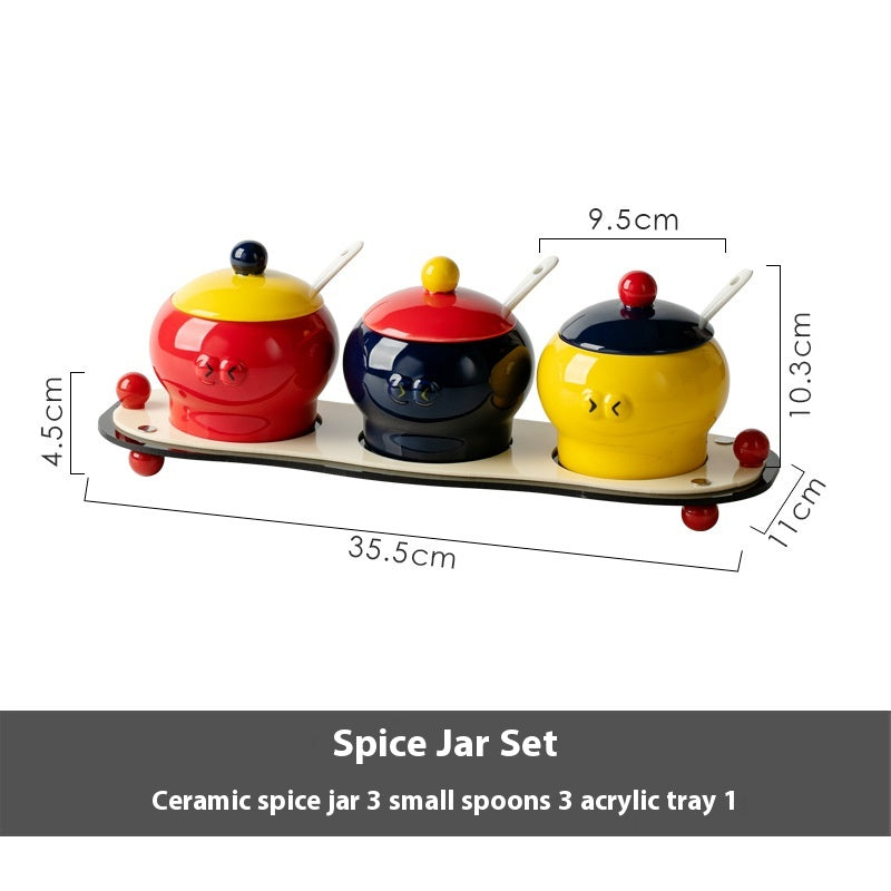 Ceramic Household Cute Seasoning Jar With Lid