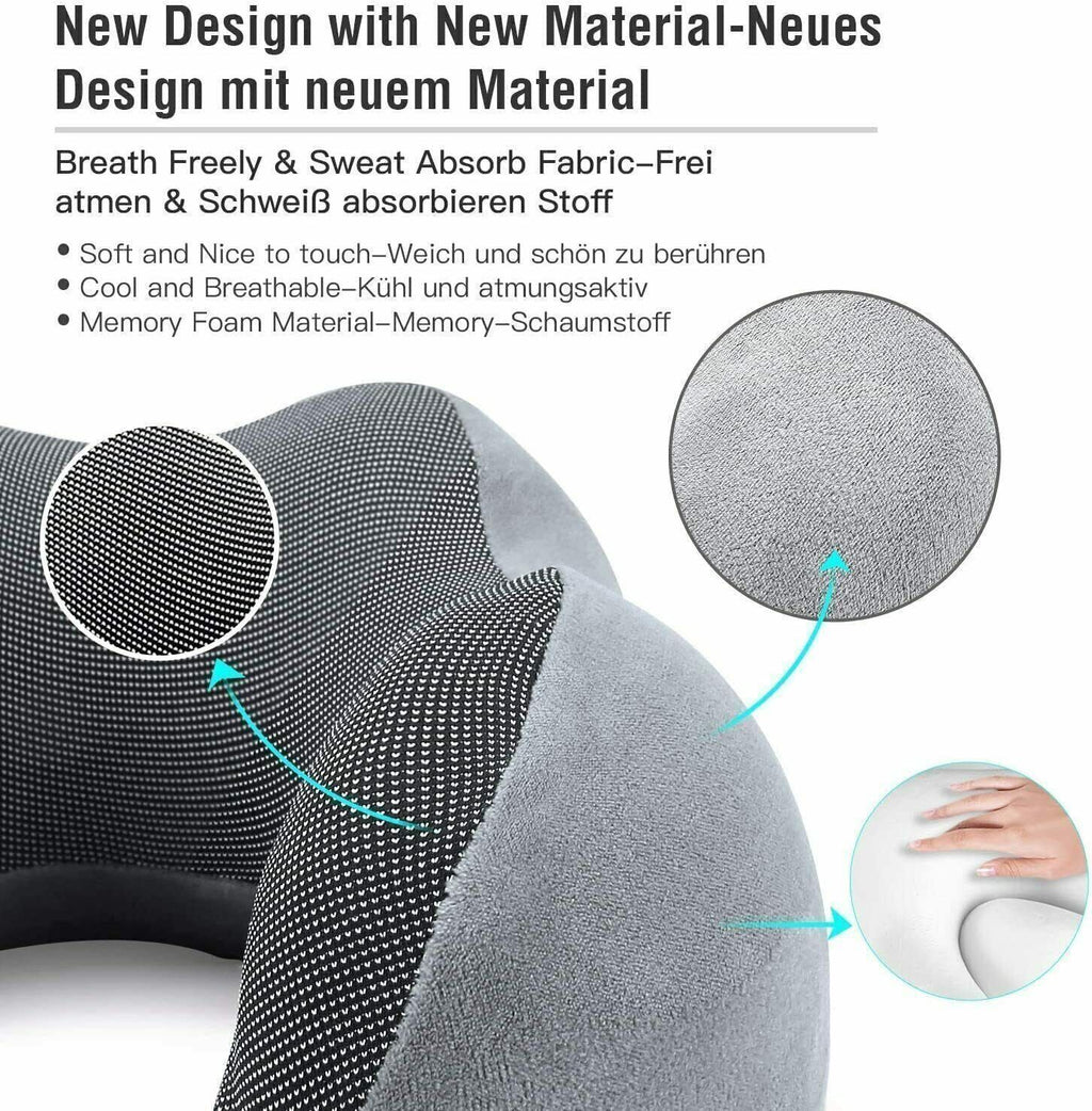 Memory Foam Travel Pillow Neck Pillow 360 Degree Headrest With Storage Bag CJDropshipping