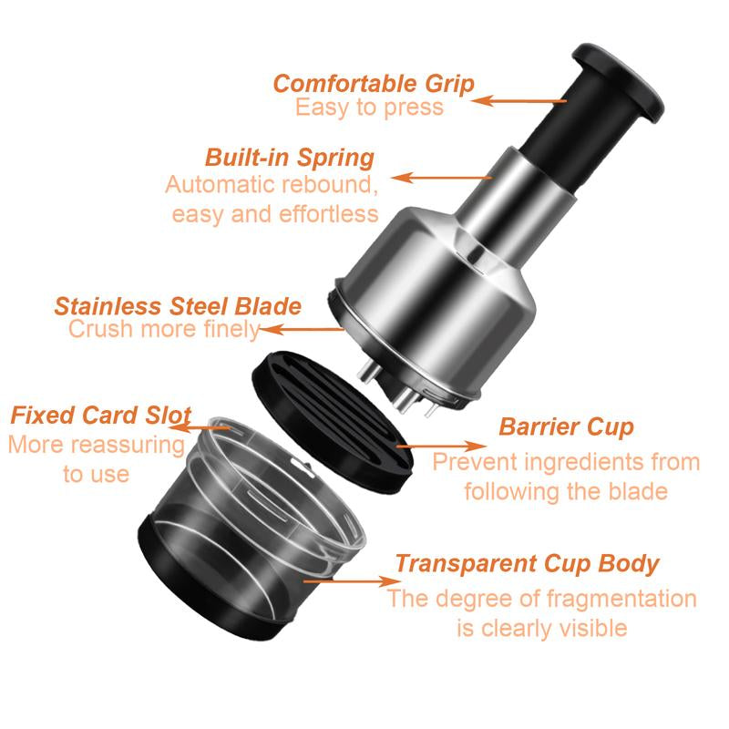 Food Chopper, Handheld Veggie Chopper for Vegetable, Onion, Garlic, Nut, Hand Vegetable Cutter, Easy to Clean Manual Hand Vegetable Chopper Dicer, Stainless Steel Blade