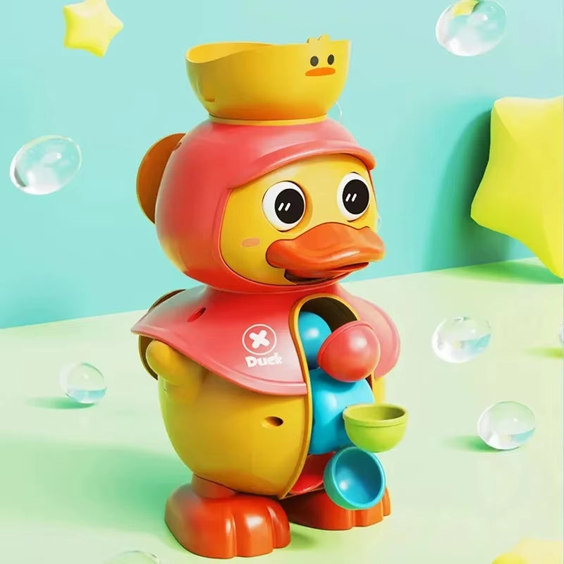 Kids Shower Bath Toys Cute Duck Bathtub Toys for Toddlers 1-4 Years Old with Rotating Water Wheels Bathroom Power Suction Water