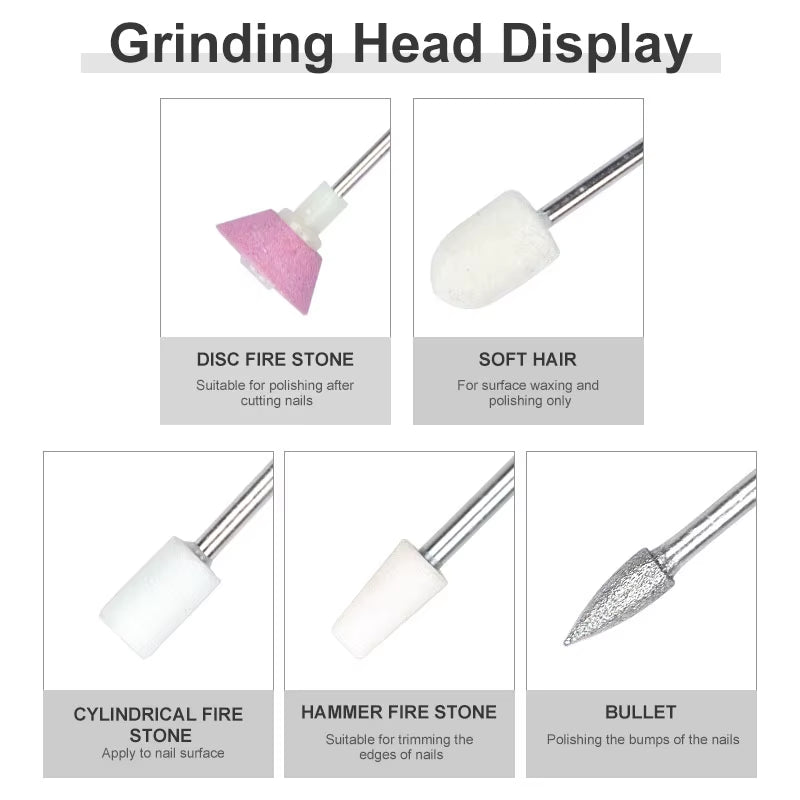 Rechargeable Electric Nail Grinder Nail Polishing Machine Portable Mini Electric Driil Manicure Art Pen Tools for Gel Removing