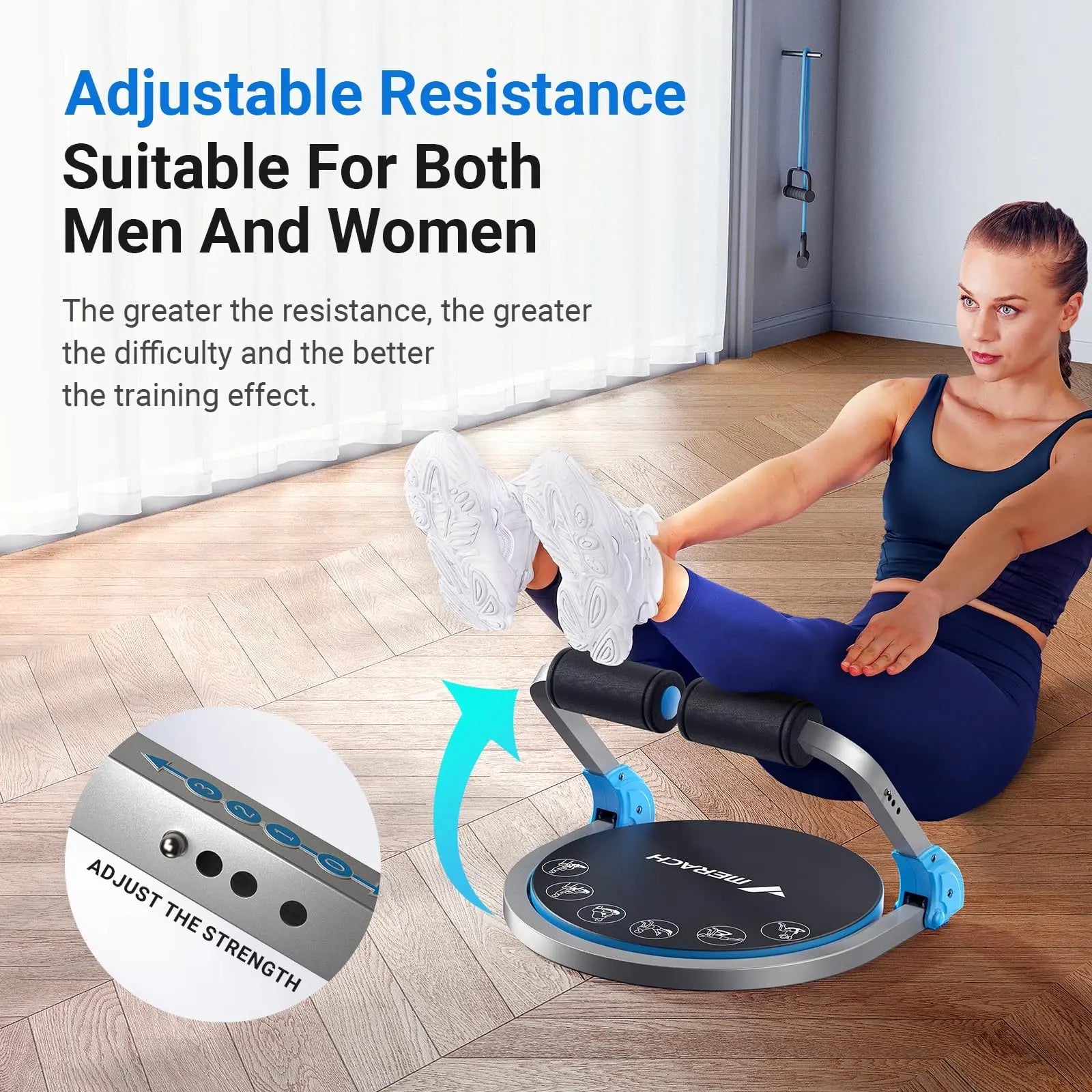 Ultimate Ab Toner: Adjustable Resistance & Auto-Rebound for Core Power! MERACH Store