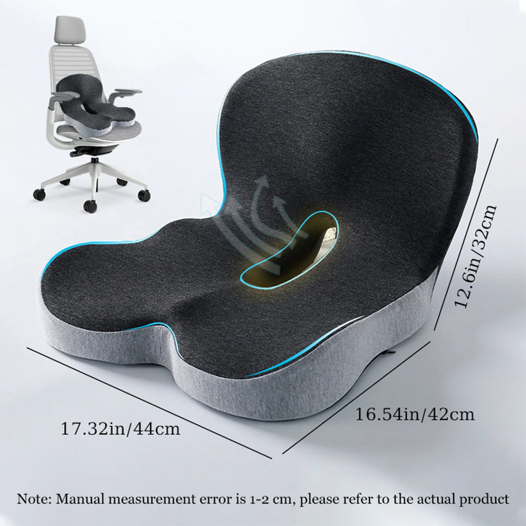 Cojín de asiento de espuma viscoelástica para sillas de oficina y camioneros, cojín de asiento ergonómico para alivio del dolor de espalda, coxis y ciática