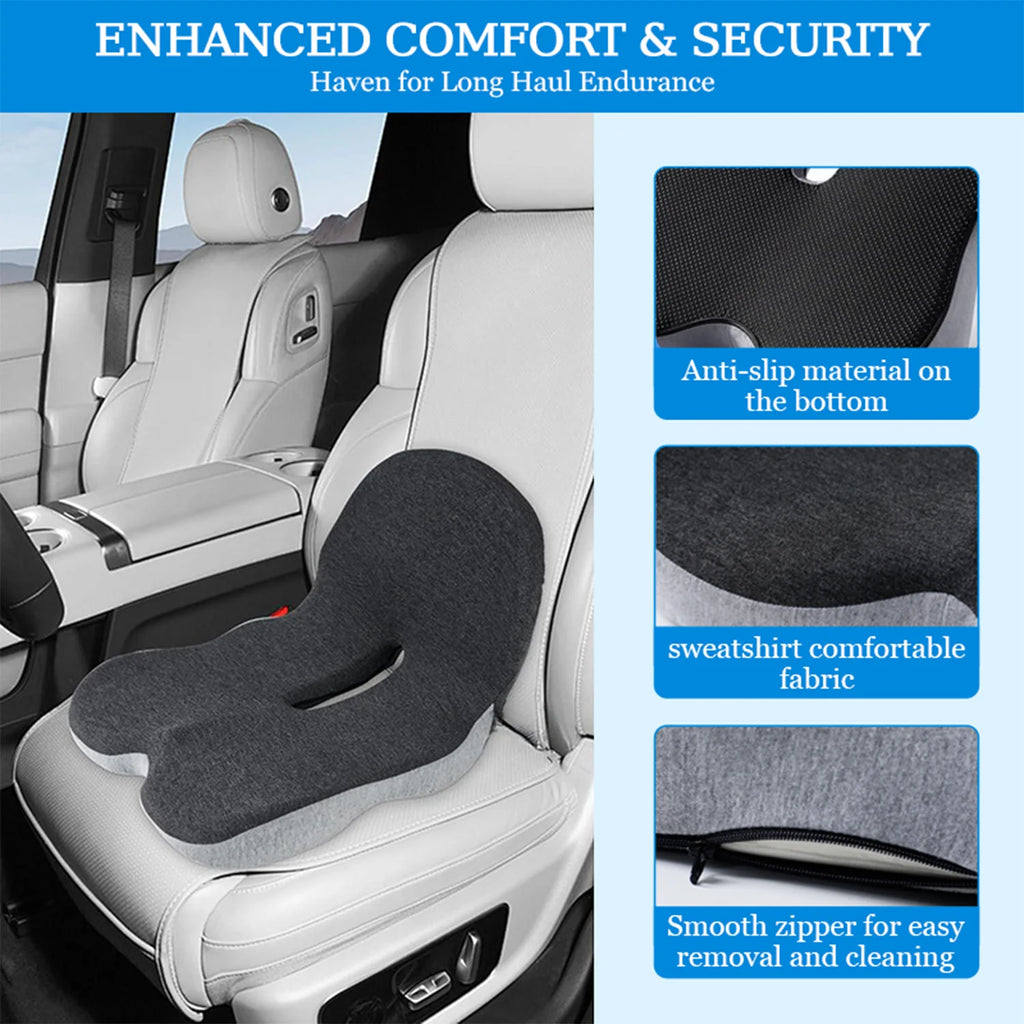 Cojín de asiento de espuma viscoelástica para sillas de oficina y camioneros, cojín de asiento ergonómico para alivio del dolor de espalda, coxis y ciática