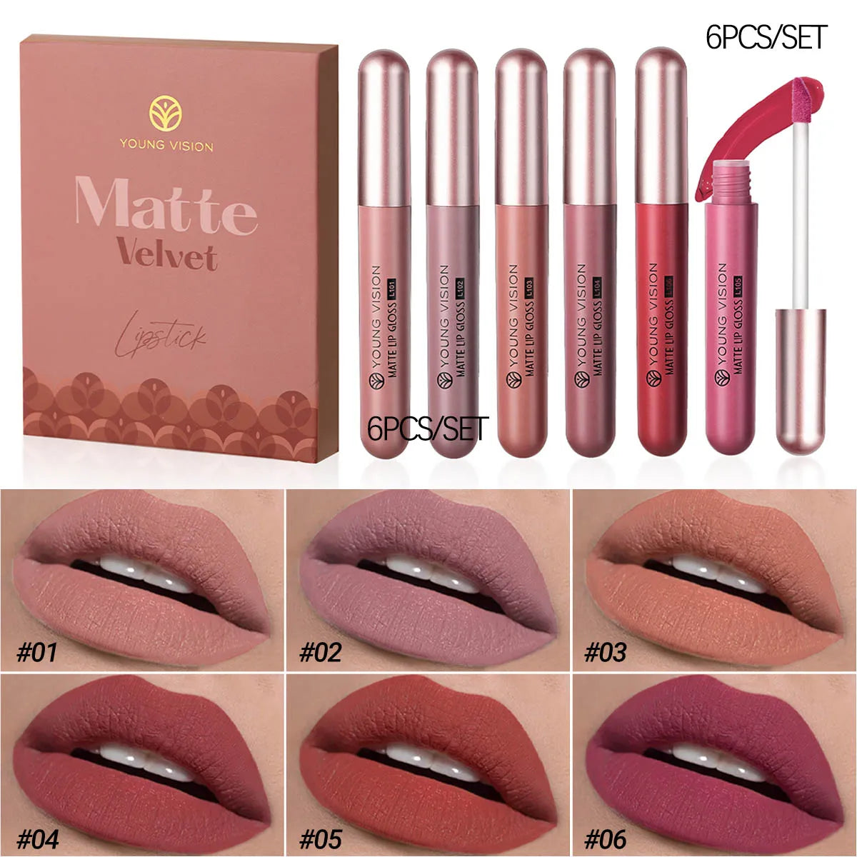 VelvetStay™ Lip Set 💄 — 10 Matte Shades, All-Day Wear
