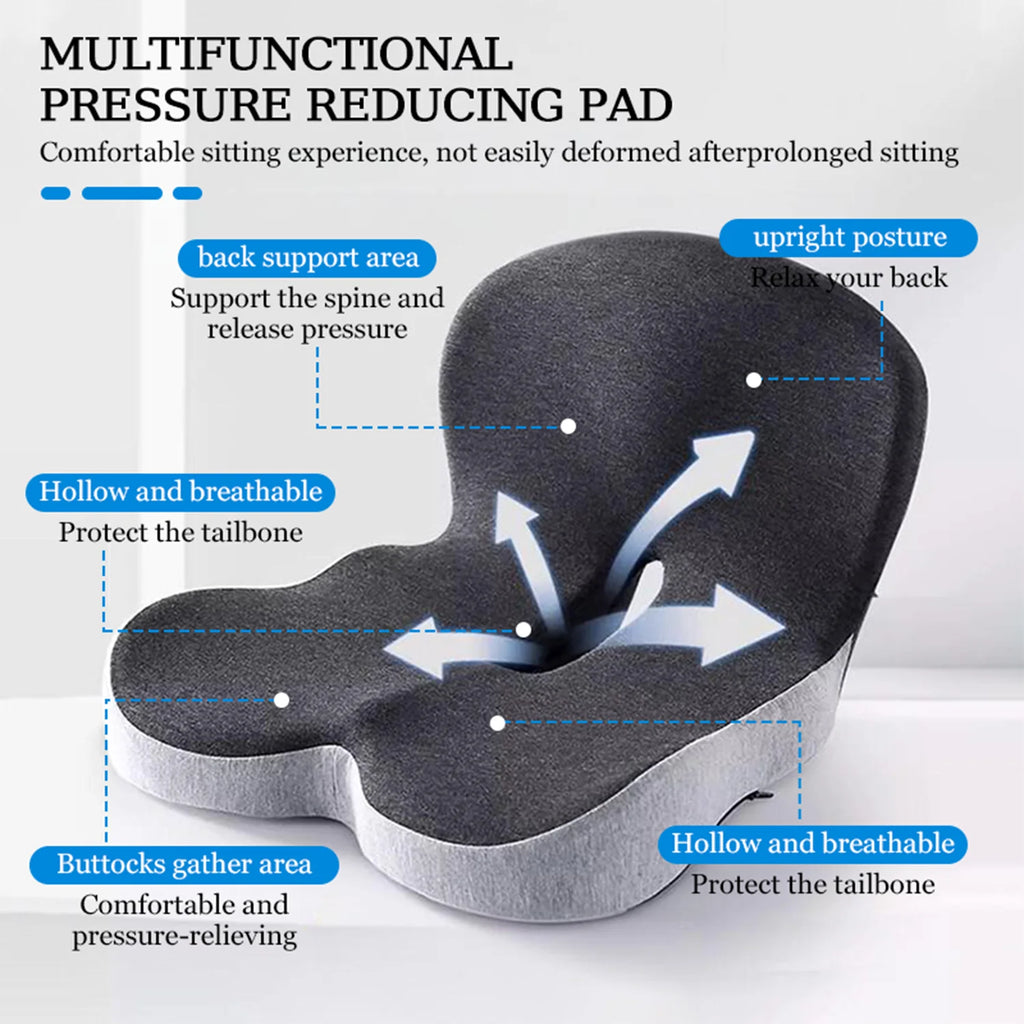 Cojín de asiento de espuma viscoelástica para sillas de oficina y camioneros, cojín de asiento ergonómico para alivio del dolor de espalda, coxis y ciática