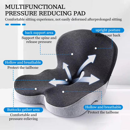 Memory Foam Seat Cushion for Office Chairs&Truck Drivers, Ergonomic Seat Cushion for Back, Tailbone & Sciatica Pain Relief