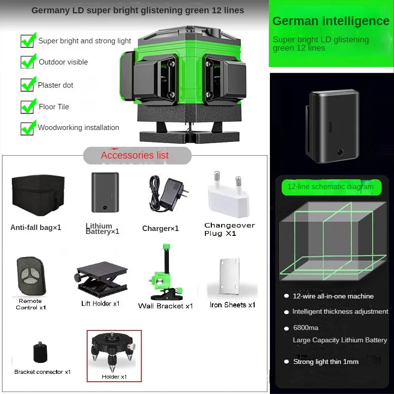 tripod/nivel a laser 16 Lines Laser profesional Level green line Self-leveling 360 autonivelant Shop1103845890 Store