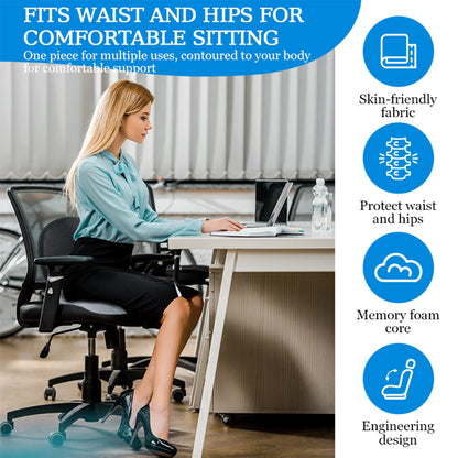 Memory Foam Seat Cushion for Office Chairs&Truck Drivers, Ergonomic Seat Cushion for Back, Tailbone & Sciatica Pain Relief