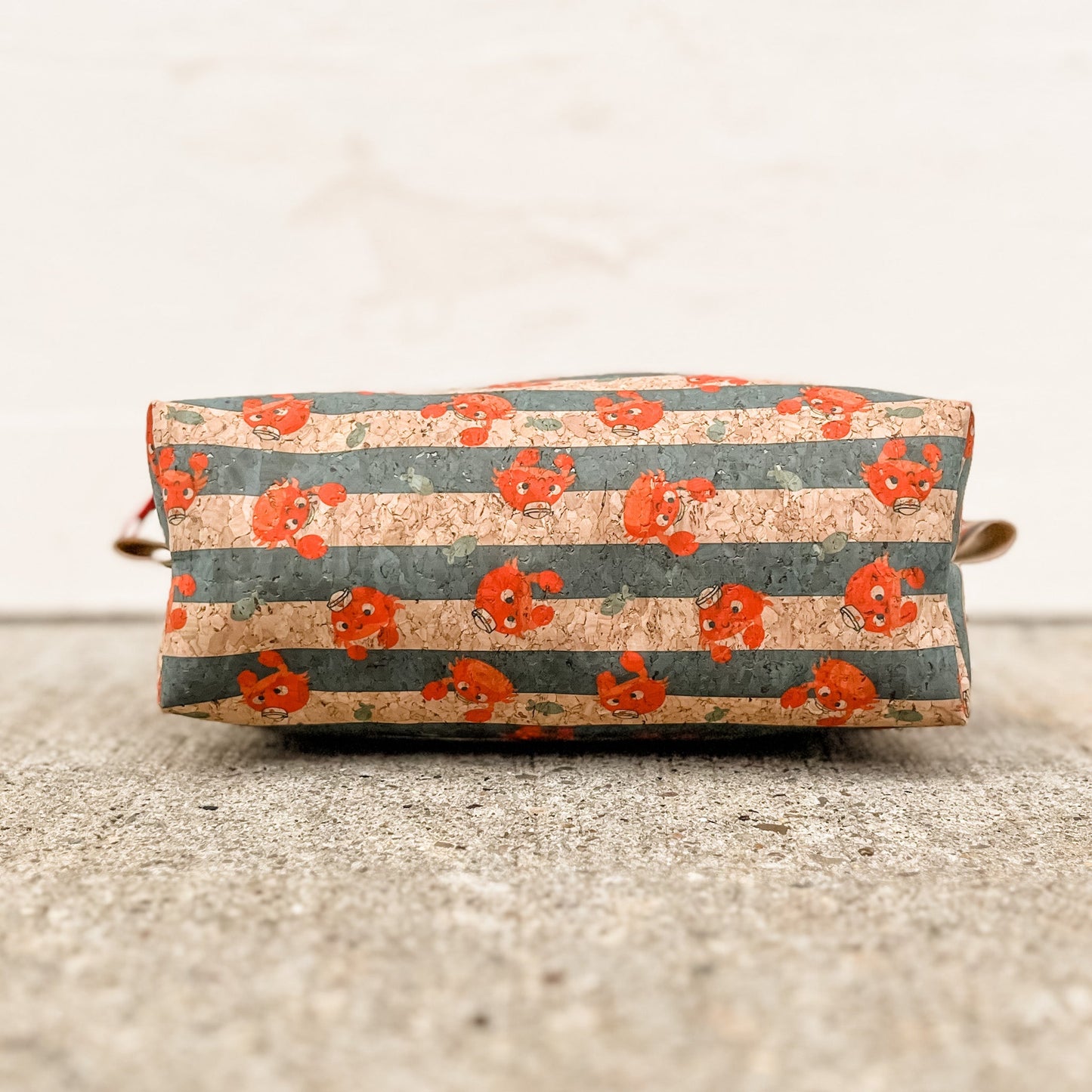 Cork Toiletry Kit/Dopp Kit | Red Crab/Blue Stripes Magical Electron Products Store