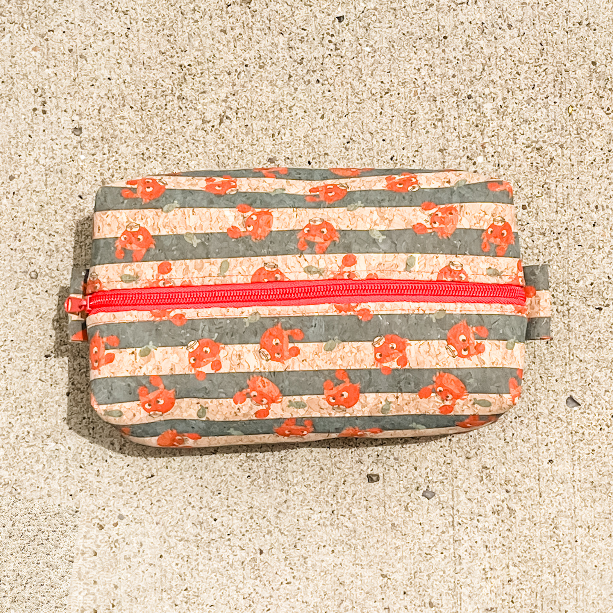 Cork Toiletry Kit/Dopp Kit | Red Crab/Blue Stripes Magical Electron Products Store