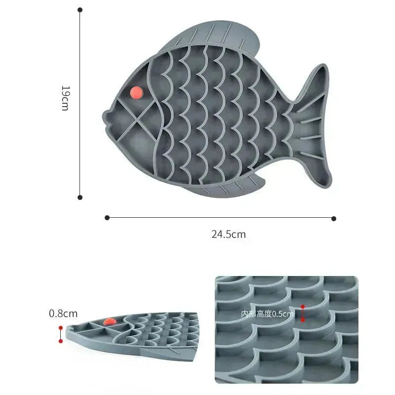 Fish Shape Silicone Lick Mat - Slow Feeding Food Bowl for Pets CDDMPET Official Store