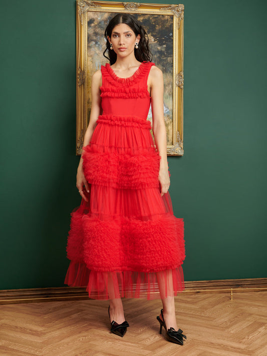 <b>DREAM</b> Frida Tulle Ruffle Midi Dress South Bay Evans General Store