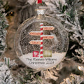 Personalised Stripy North Pole Family Glass Bauble Christmas Tree Ornament South Bay Evans General Store