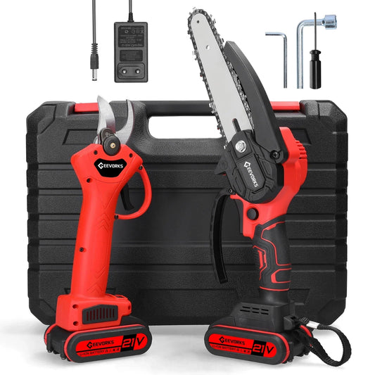 6" Chainsaw + Electric Pruner – 21V, 2 Batteries ToolYou Store