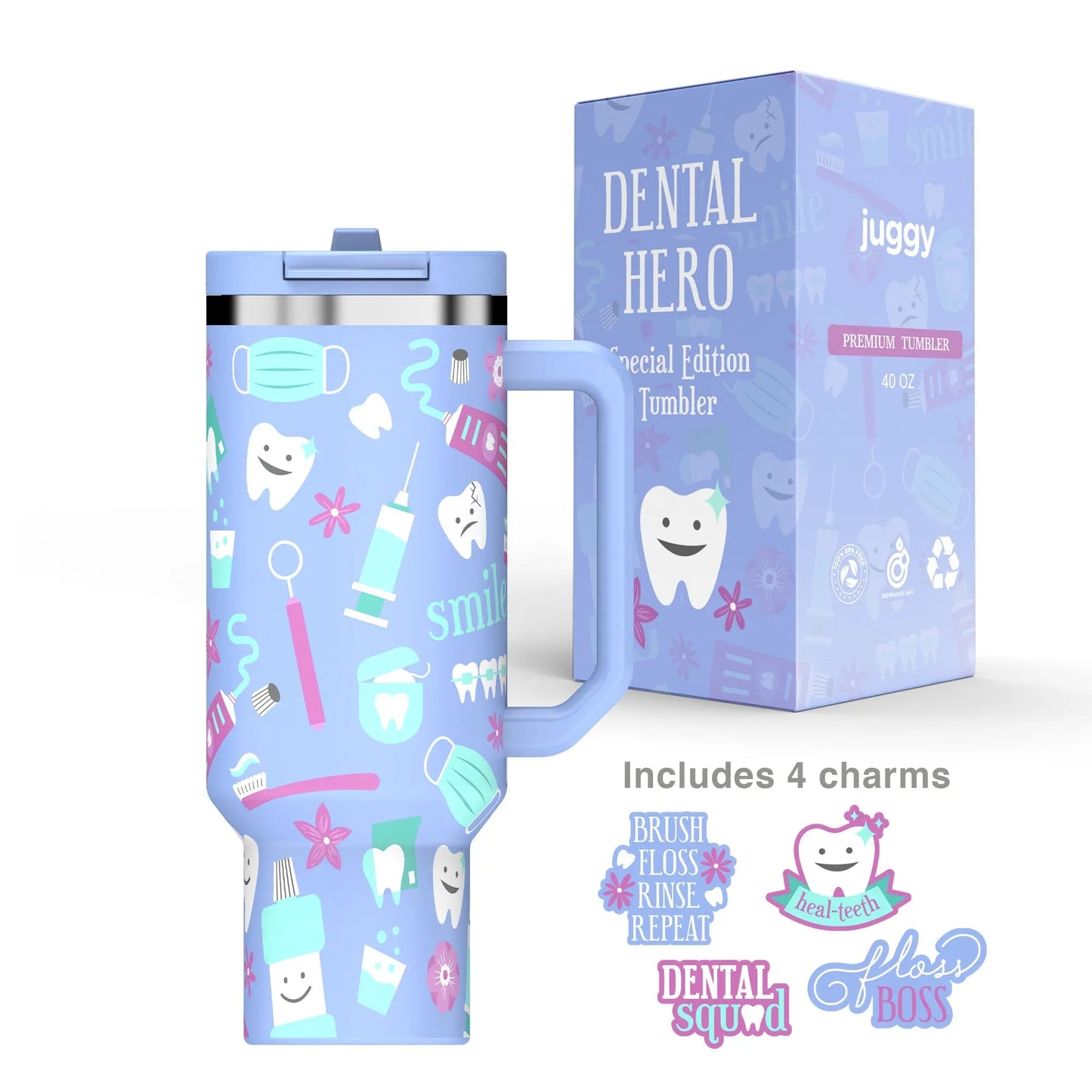Dental Hero 40oz DuoLid Tumbler With Charms - PREORDER South Bay Evans General Store