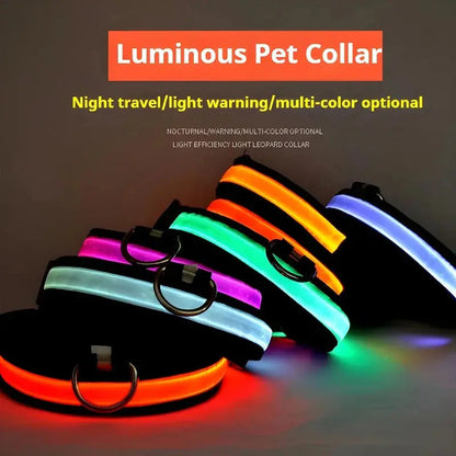 Dog Collar Nylon LED Night Safety Flashing Glow In The Dark Pet Dog Leash pet Dogs Luminous Fluorescent  dog accessories collar Stone's Store
