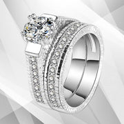 View details for 2.50Ct Diamond Posh Bridal Engagement Double Band Ring Set 18Ct White 