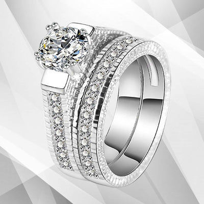 View details for 2.50Ct Diamond Posh Bridal Engagement Double Band Ring Set 18Ct White 