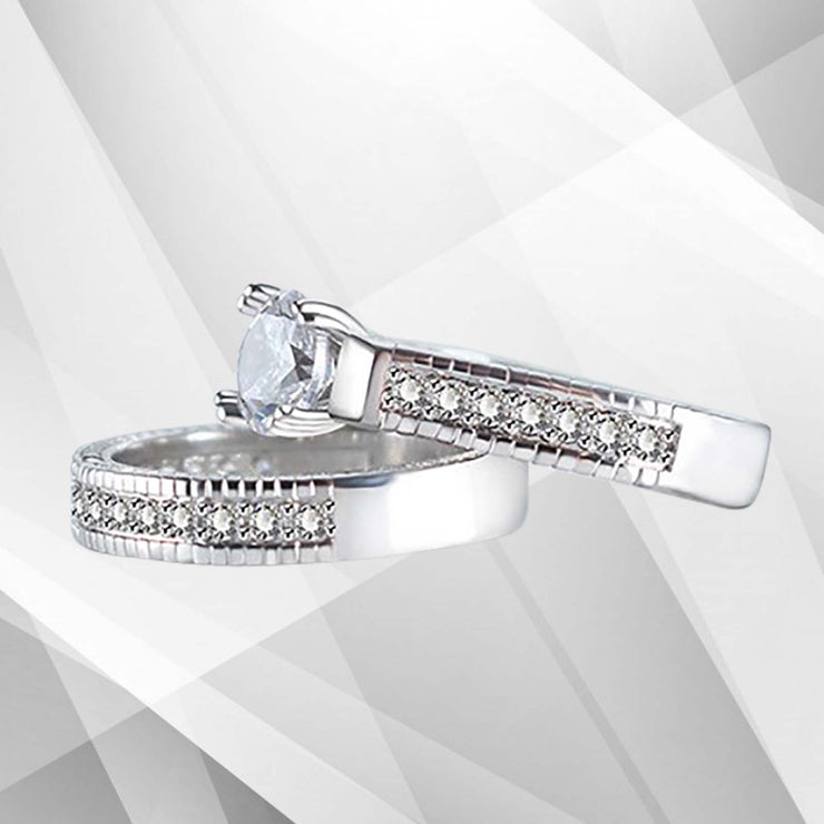 2.5View details for 2.50Ct Diamond Posh Bridal Engagement Double Band Ring Set 18Ct White