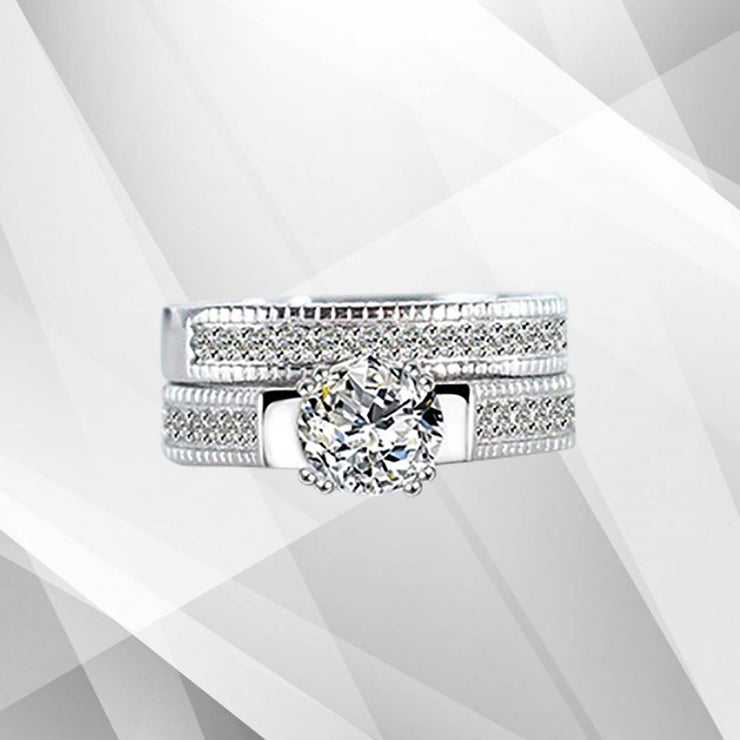 2.5View details for 2.50Ct Diamond Posh Bridal Engagement Double Band Ring Set 18Ct White