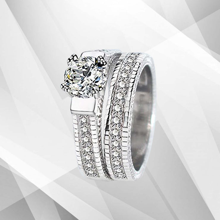 2.5View details for 2.50Ct Diamond Posh Bridal Engagement Double Band Ring Set 18Ct White