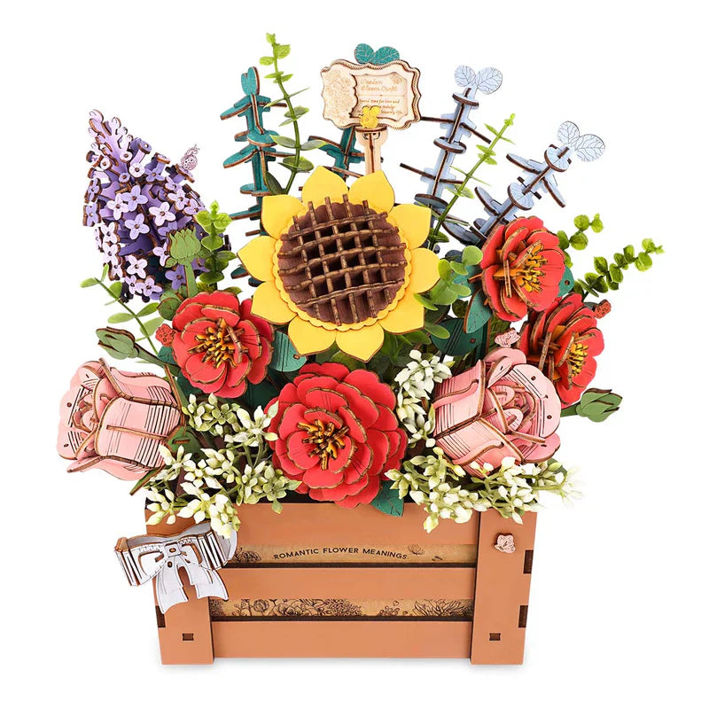 Romantic Wooden Flower Puzzle - Handcrafted 3D Floral Kit Robotime Official Store