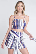 View details for Women's Unique Stripe Printed 2pc Set with Tie