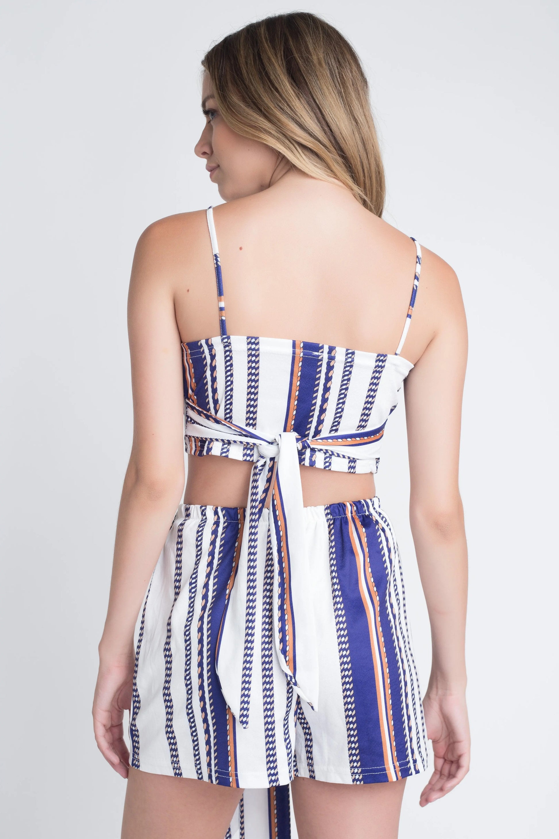 View details for Women's Unique Stripe Printed 2pc Set with Tie