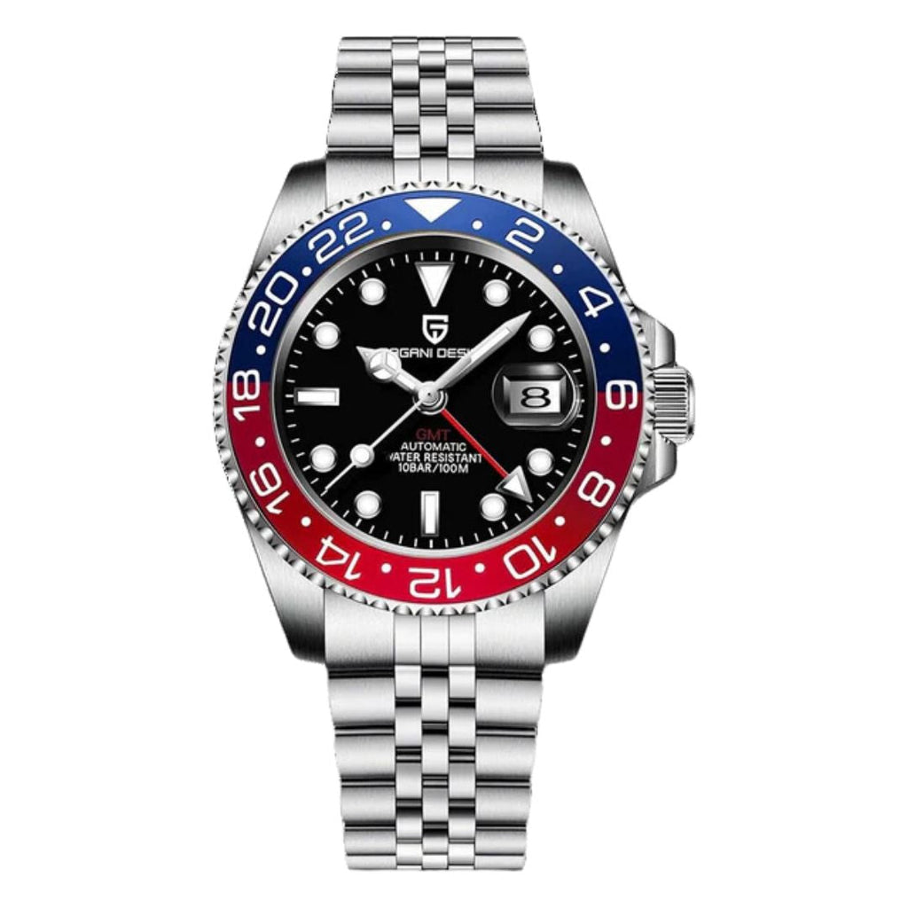 ELEGANCE® P1662 Men Watch Automatic Mechanical GMT Wristwatch Sapphire Glass Stainless Steel 100M Waterproof PAGANI DESIGN Men Watch Store