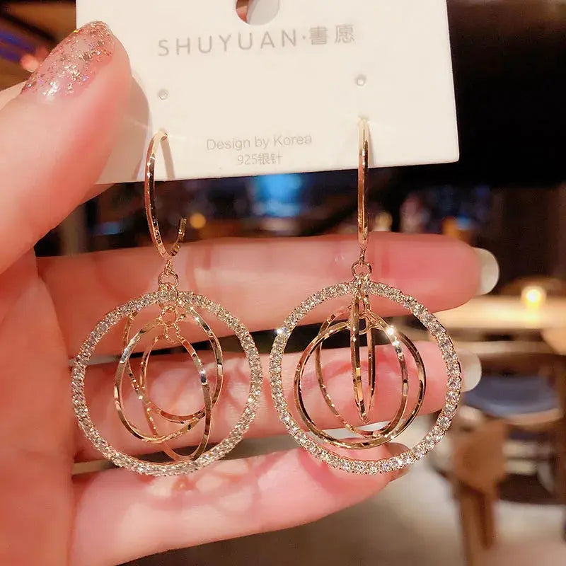Women's Geometric Drop Earrings 2021 New Round Pendant Earrings Party