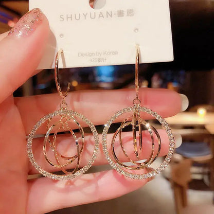 Women's Geometric Drop Earrings 2021 New Round Pendant Earrings Party