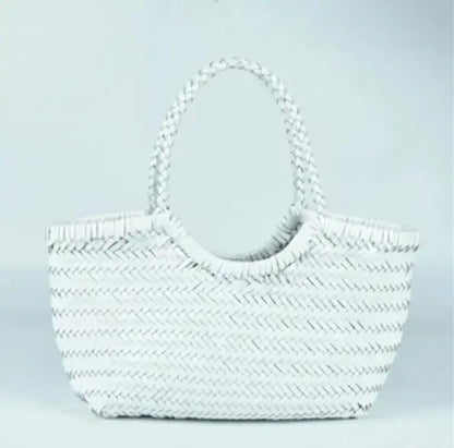 PU Leather Hand-woven Handbag 2 in 1 Single-shoulder Messenger Chocolate Chronos