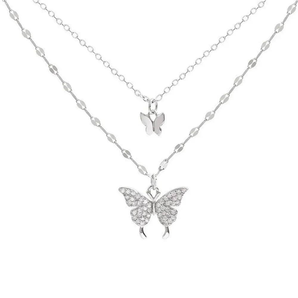 View details for New Shiny Butterfly Necklace Ladies Exquisite Double Layer Clavicle