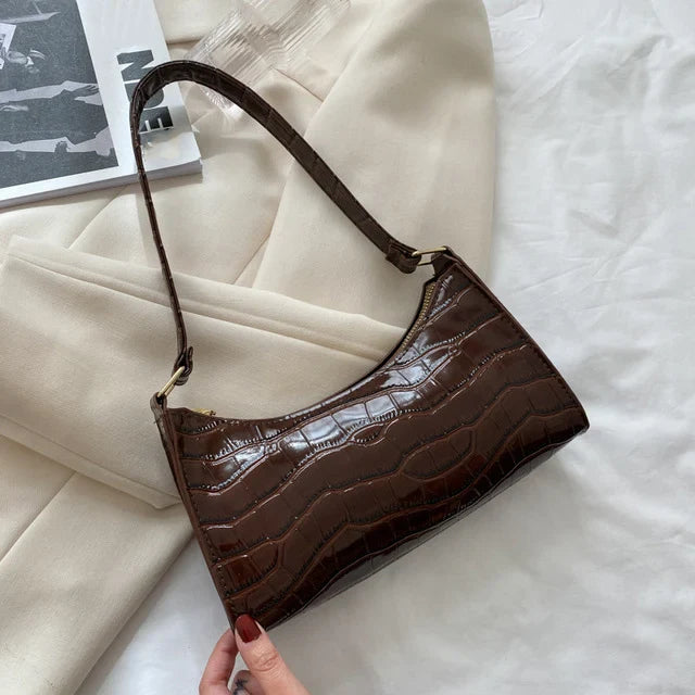 Fashion PU Leather Bags for Women Alligator Pattern Armpit Handbag Female Small Underarm Messenger Bag Purse Shopping Is Fun Store
