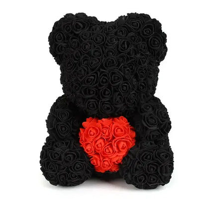 40/25cm Blue Rose Bear Heart Artificial Flower Rose Teddy Bear For