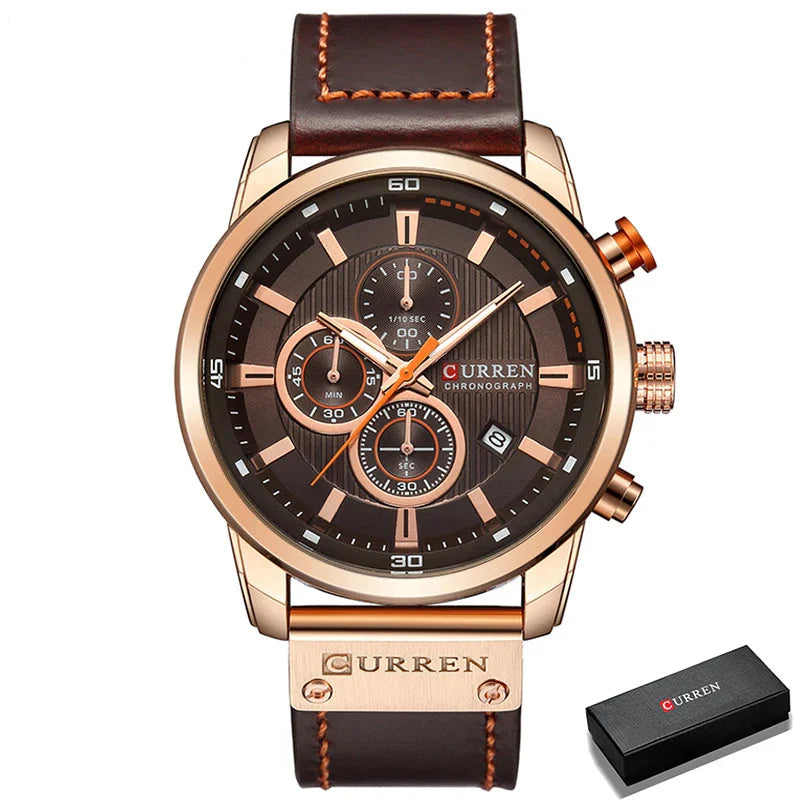 Men's Leather Sports Chronograph Watches Stone's Store